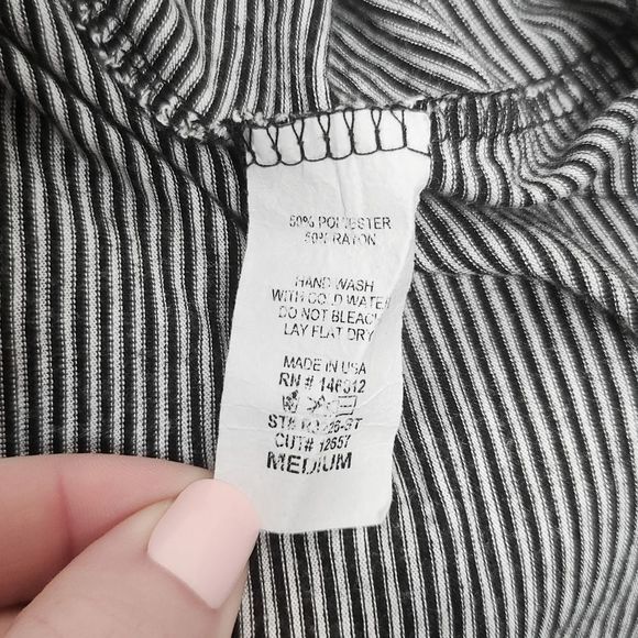 Caution To The Wind | Striped Tie Waist Flounce pSleeve Top | Medium - Picture 9 of 9